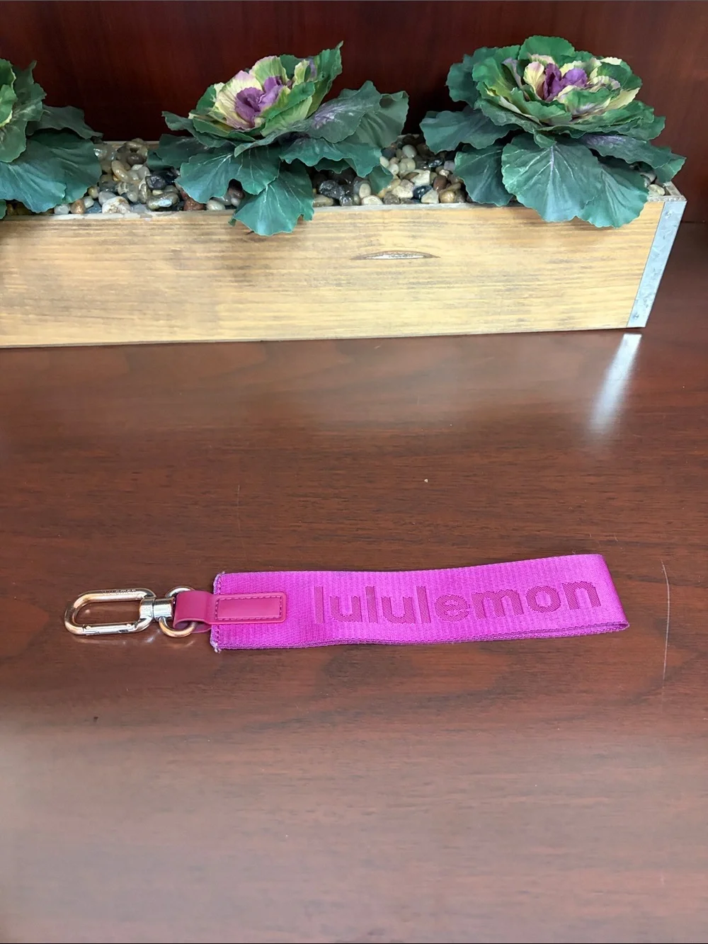 lululemon athletica Maroon and Pink Key Fob Wristlet keychain holder wine color